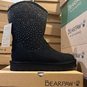 BearPaw Black Glam Platform Lo Boots